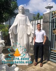 Bán Tượng Đức Mẹ Ban Ơn Bằng Đá Nguyên Khối Cao 2m5