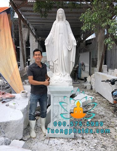 Cung Cấp Tượng Đức Mẹ Ban Ơn Đá Cao 1m5 Kèm Đế 1m