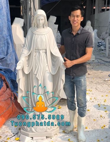 Mẫu Tượng Đức Mẹ Ban Ơn Đá Trắng Non Nước Đẹp