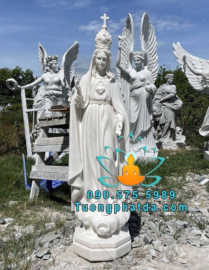 Tượng Đức Mẹ Fatima Bằng Đá Trắng Đẹp Tại Đồng Nai