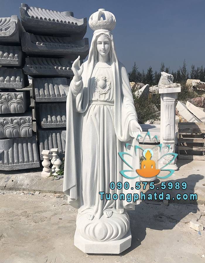 Tượng Đức Mẹ Fatima Bằng Đá Trắng Non Nước Đẹp