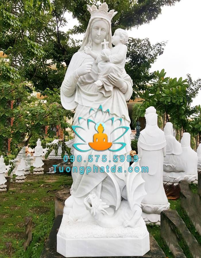 Tượng Đức Mẹ Hằng Cứu Giúp Bằng Đá Trắng