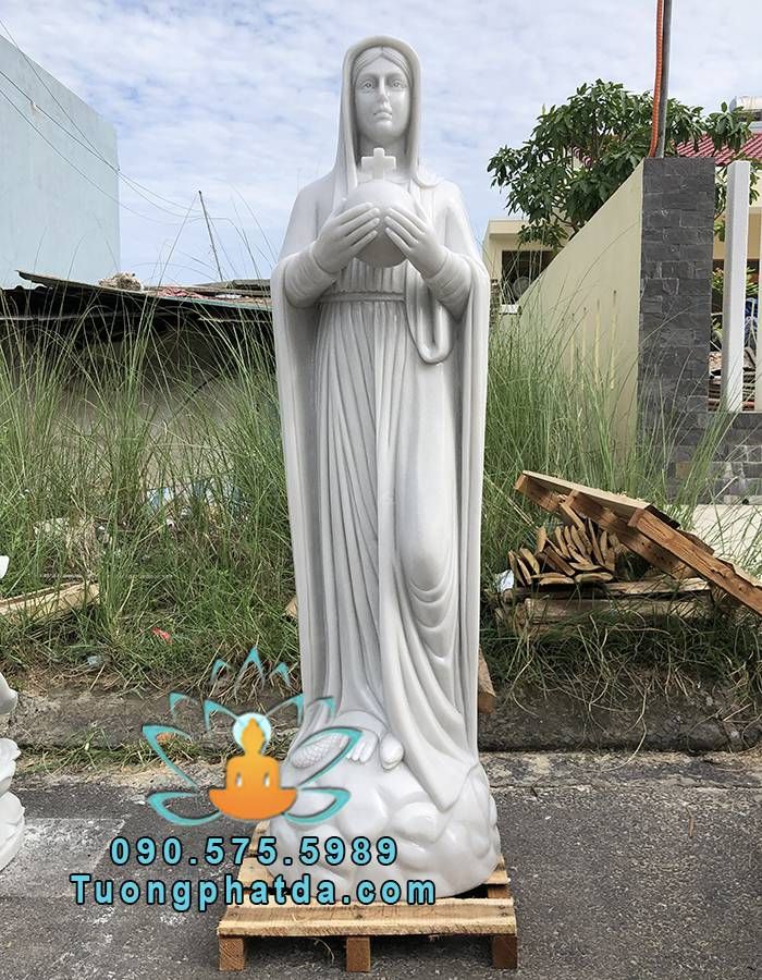 Tượng Đức Mẹ Hòa Bình Bằng Đá Đẹp Cao 1.5m, Giá Gốc Tại Xưởng Tượng