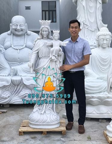 Mẫu Tượng Đức Mẹ Maria Trinh Nữ Vương Đá Trắng Đẹp