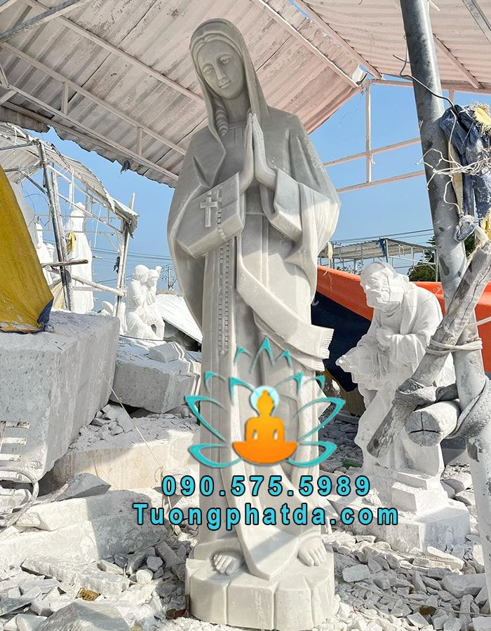 Tượng Đức Mẹ Núi Cúi Đá Cẩm Thạch Đẹp Nguyên Khối