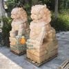Tượng Kỳ Lân Bằng Đá Cẩm Thạch Vàng Để Trấn Cổng