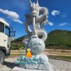 Tượng Lưỡng Long Tranh Châu Bằng Đá Cẩm Thạch