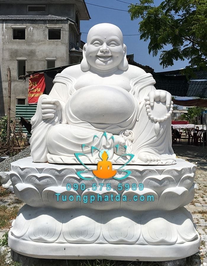 Tượng Phật Di Lặc Bằng Đá Cẩm Thạch Trắng Nguyên Khối