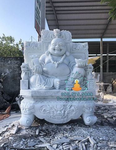 Tượng Phật Di Lặc Ngồi Ghế Rồng Bằng Đá