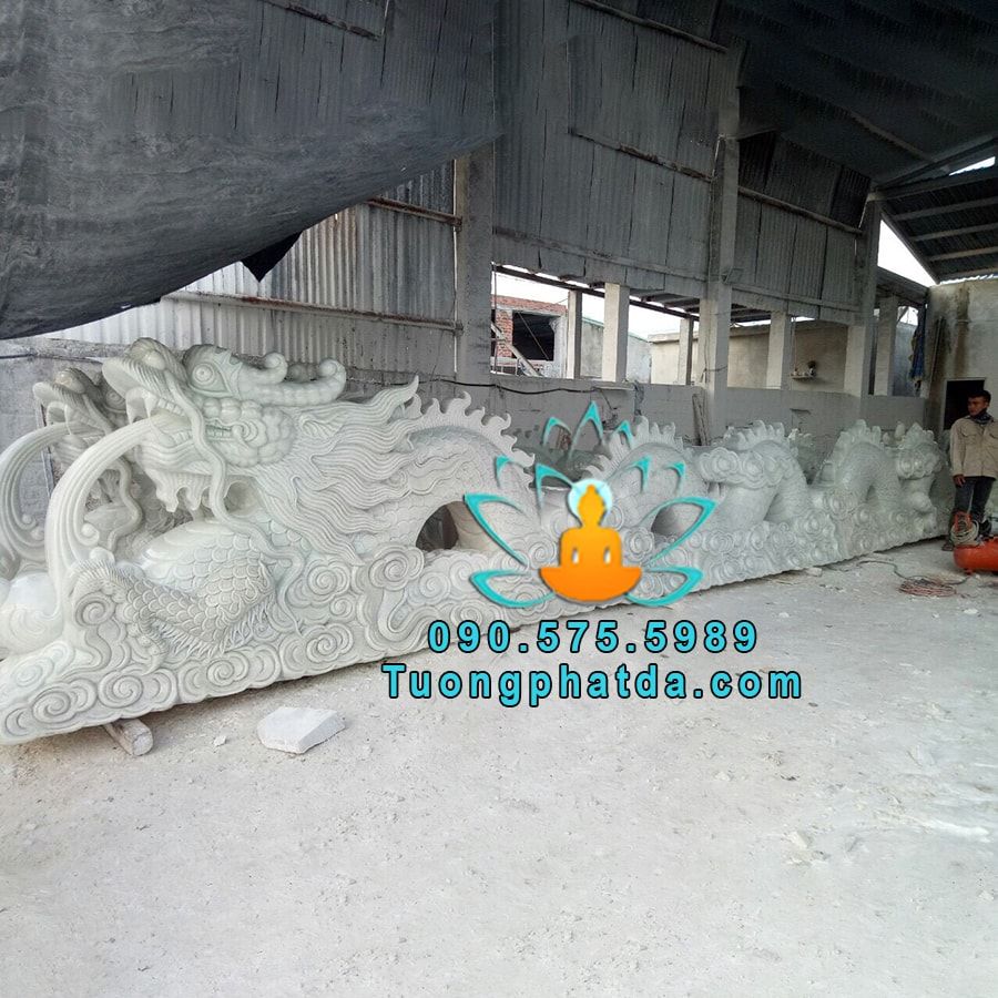 Tượng Rồng Đá Trắng Phong Thủy Đẹp Khủng