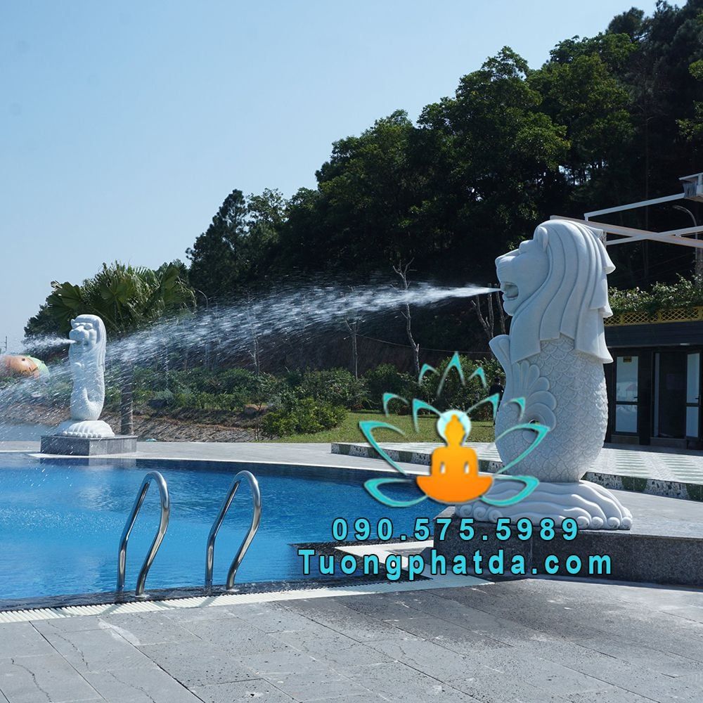 Tượng Sư Tử Biển Singapore Bằng Đá Trắng Đẹp