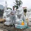 Bán Cung Cấp Tượng Sư Tử Đứng Bằng Đá Trắng Non Nước Cao 1m5
