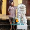 Chế Tác Tượng Sư Tử Ngồi Đá Cẩm Thạch Trắng Nguyên Khối