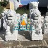 Chế Tác Tượng Sư Tử Ngồi Đá Cẩm Thạch Trắng Nguyên Khối