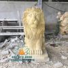 Tượng Sư Tử Ngồi Đá Cẩm Thạch Vàng Đẹp Tại Đồng Nai