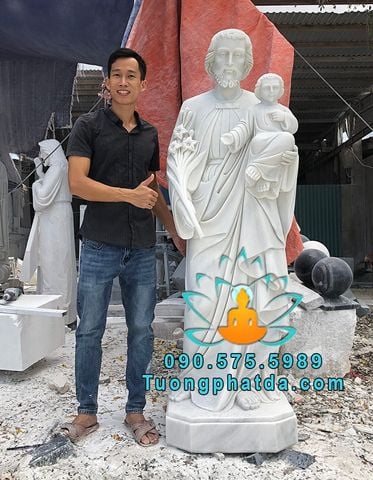 Mẫu Tượng Thánh Giuse Bồng Chúa Bằng Đá Nguyên Khối Đẹp Tại Hải Phòng