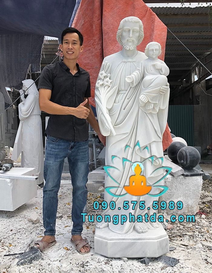Mẫu Tượng Thánh Giuse Bồng Chúa Bằng Đá Nguyên Khối Đẹp Tại Hải Phòng