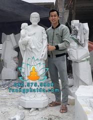 Điêu Khắc Tượng Thánh Giuse Bồng Chúa Bằng Đá Trắng Đẹp Tại Hải Phòng
