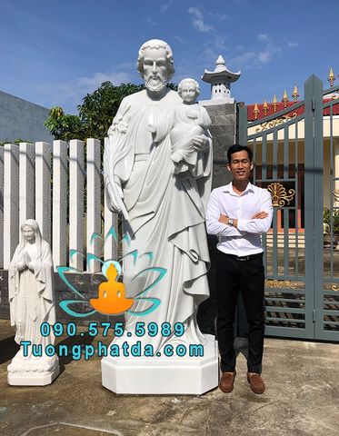 Cung Cấp Tượng Thánh Giuse Bồng Chúa Đá Cẩm Thạch Nguyên Khối Cao 2m5
