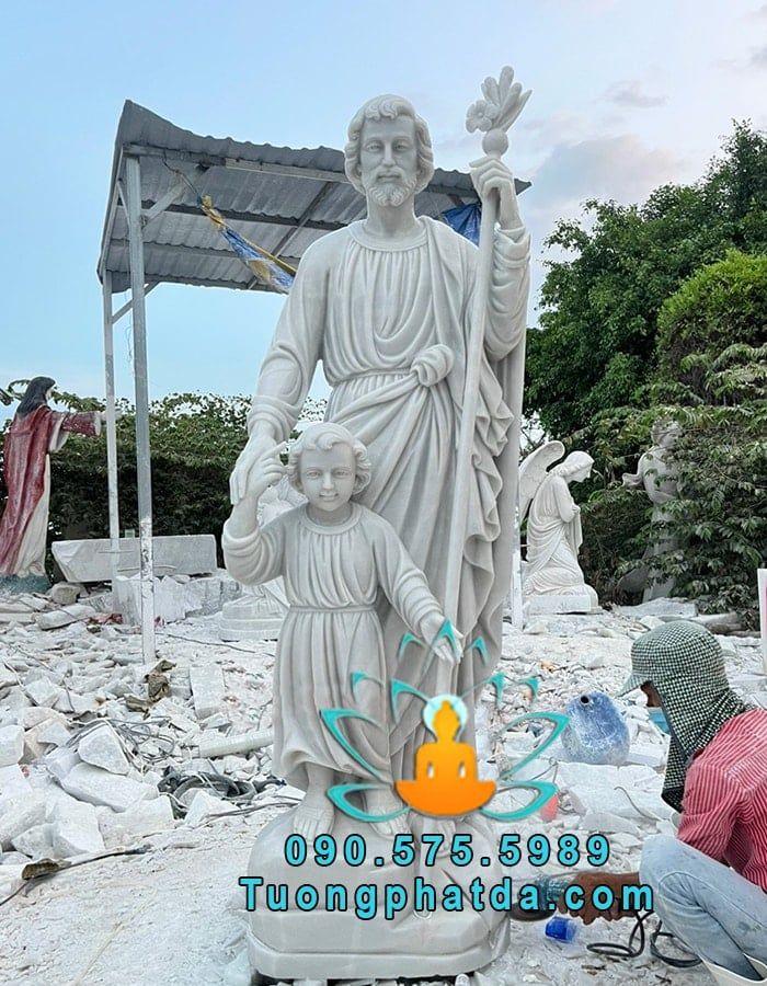 Tượng Thánh Giuse Cùng Chúa Giesu Đá Trắng Đẹp Tại Đồng Nai