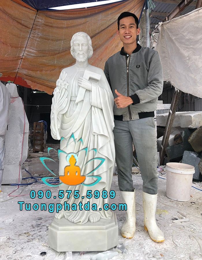 Mẫu Tượng Thánh Giuse Đá Cẩm Thạch Đẹp Cao 1m5
