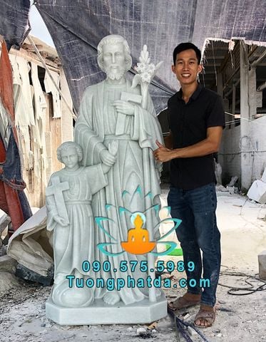 Chế Tác Tượng Thánh Giuse Dắt Chúa Bằng Đá Nguyên Khối Đẹp