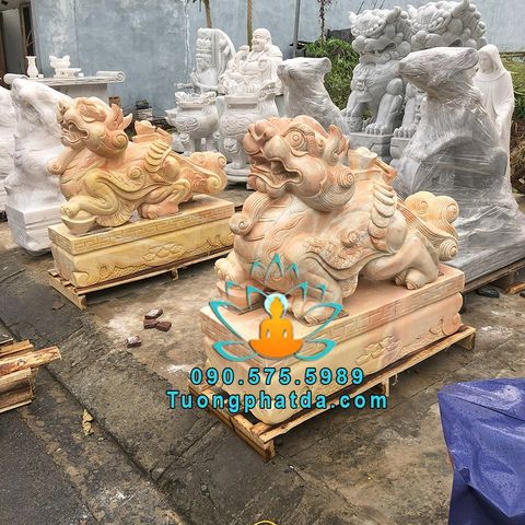 Tượng Tỳ Hưu Đá Cẩm Thạch Vàng Đẹp Tại Bình Phước