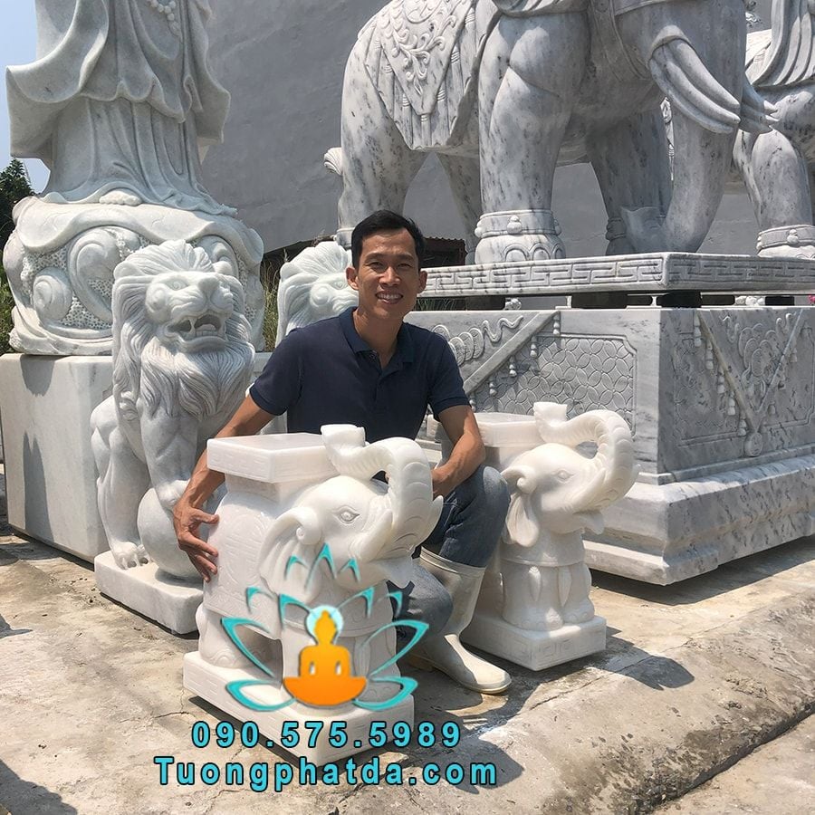 Mẫu Tượng Voi Đá Phong Thủy Mini Để Sân Vườn