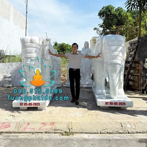 Bán Tượng Voi Bằng Đá Trắng Phong Thủy Đẹp Tại Nghệ An