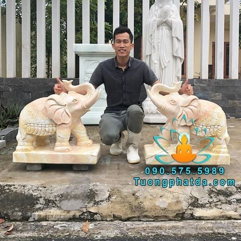 Cung Cấp Tượng Voi Đá Vàng Phong Thủy Đẹp Tại Hà Nội