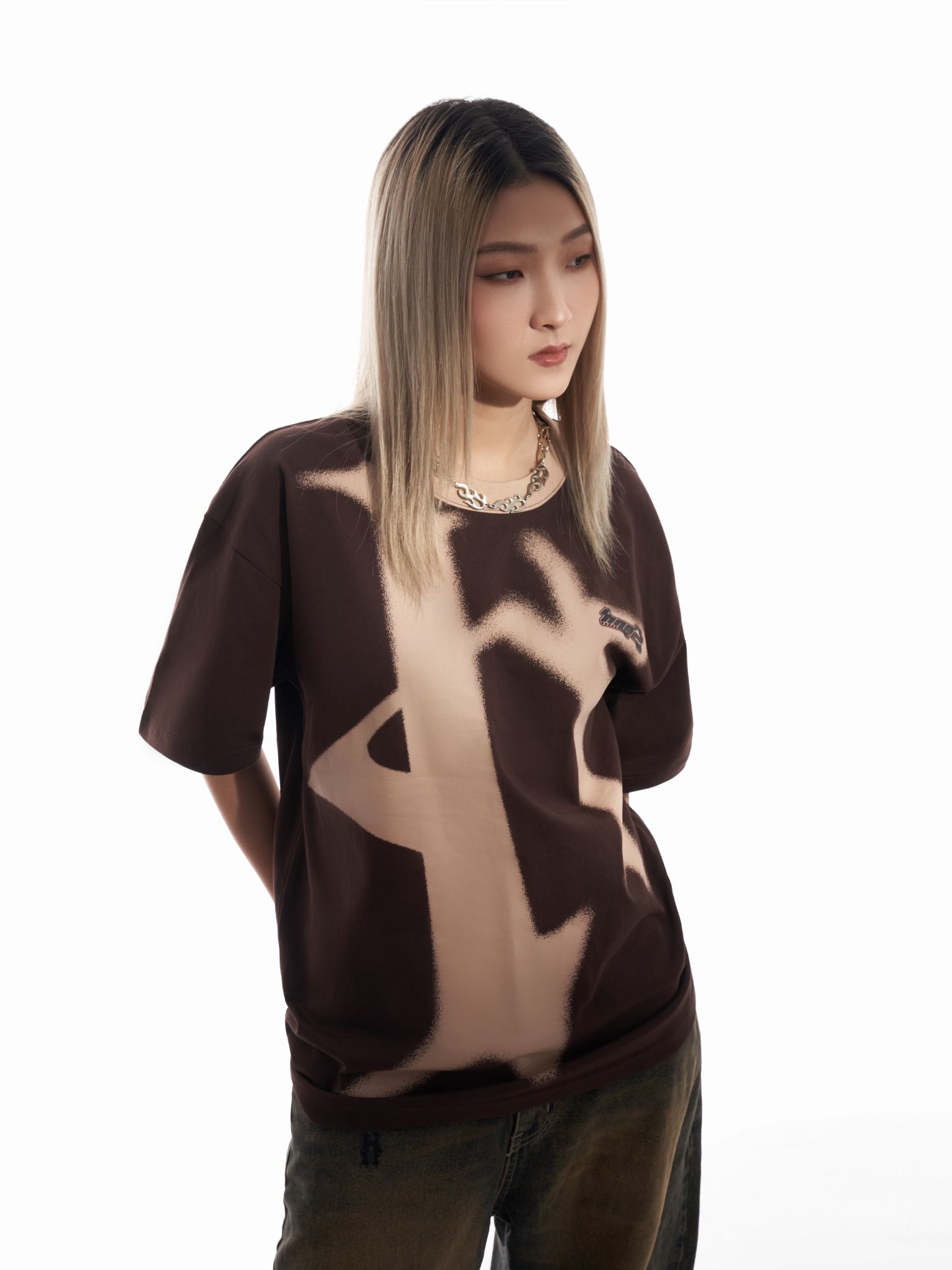  PERSPECTIVE BLUR BROWN TEE 