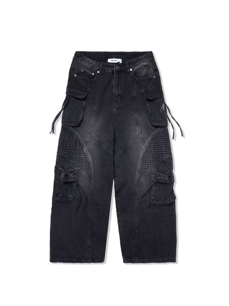  HADES WASH BAGGY DENIM TROUSERS - BLACK 
