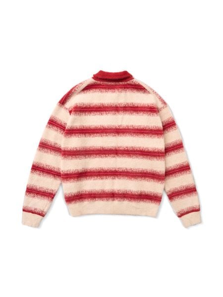  HADES COZY STRIPE POLO SWEATER - RED 