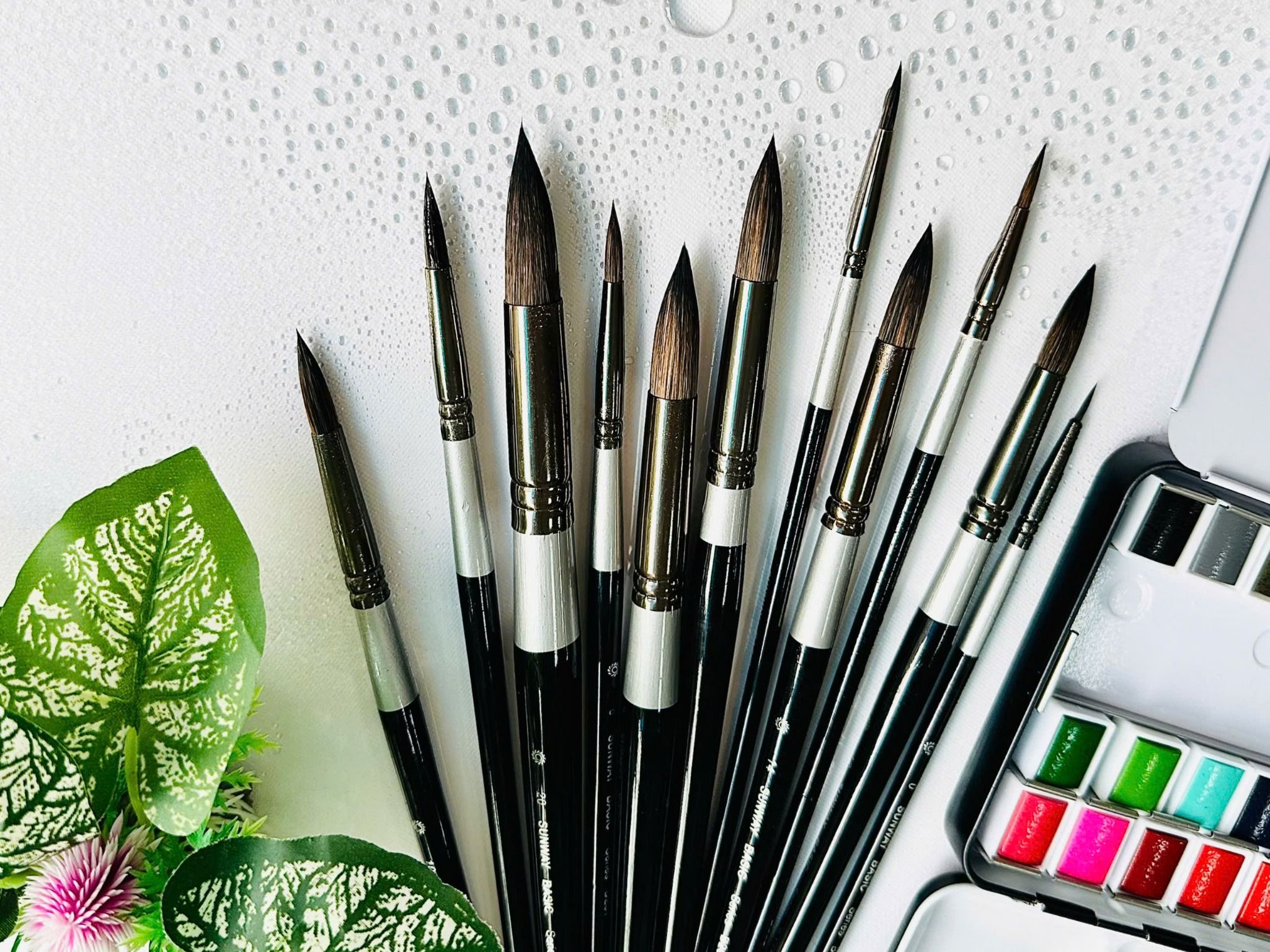 Cọ SUNWAY đầu nhọn cán đen lông sóc B207-nhọn