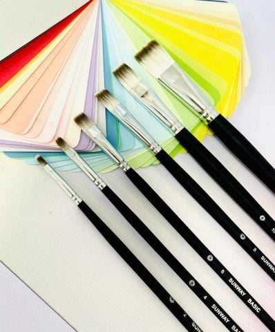  Cọ bộ SUNWAY cán đen lông nilon đầu bằng B222 