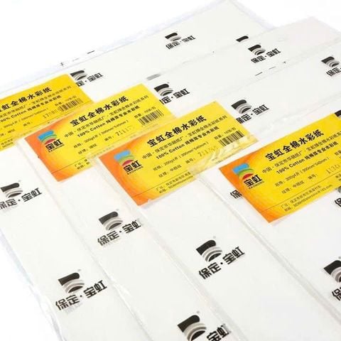  Giấy BAOHONG vẽ màu nước 100% cotton 300g khổ đủ ( tờ lẻ) 