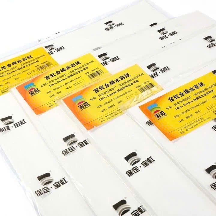 Giấy BAOHONG vẽ màu nước 100% cotton 300g khổ đủ ( tờ lẻ)