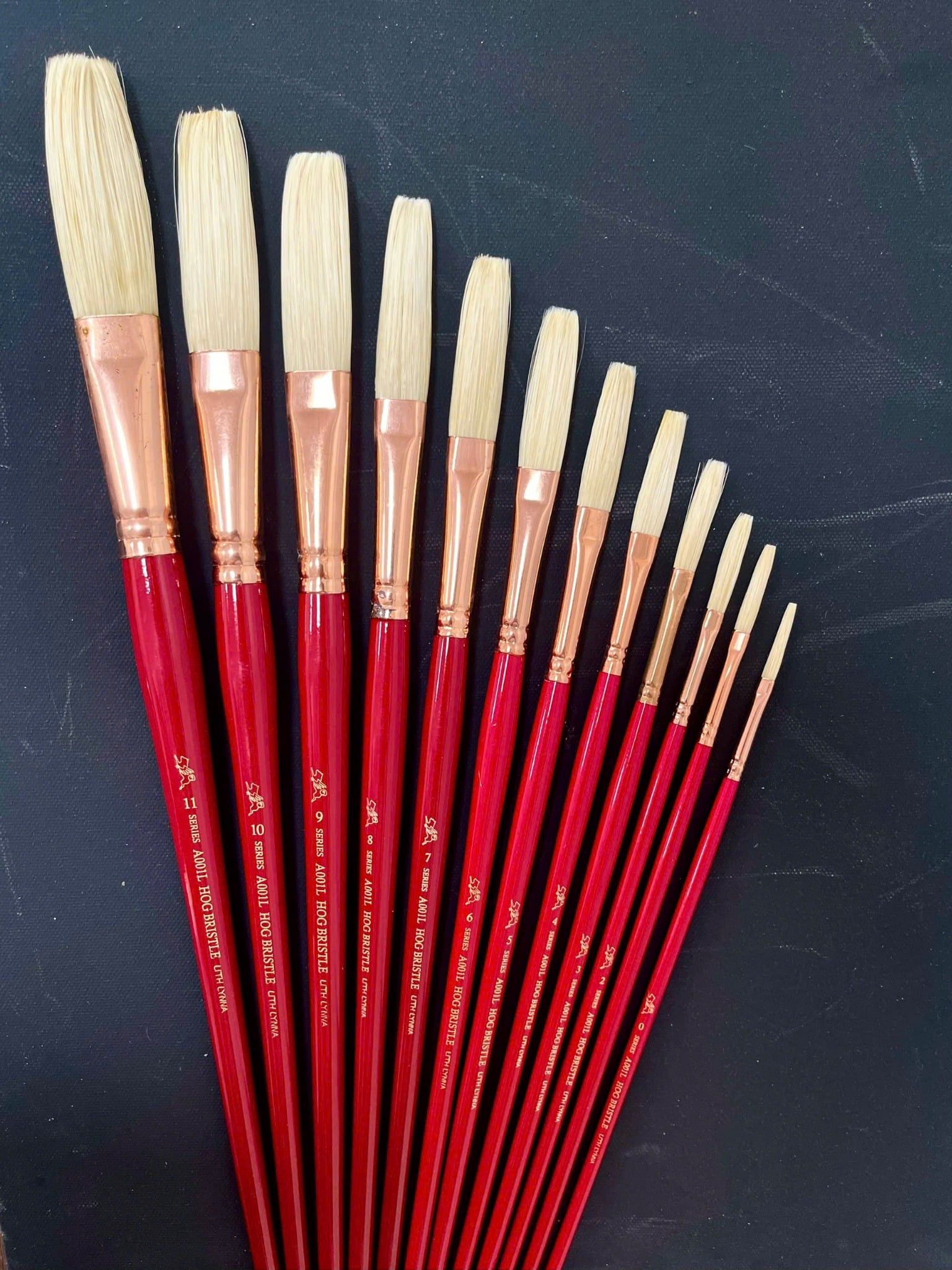 Cọ SUNWAY đầu bằng lông lợn cán đỏ đầu lông siêu dài