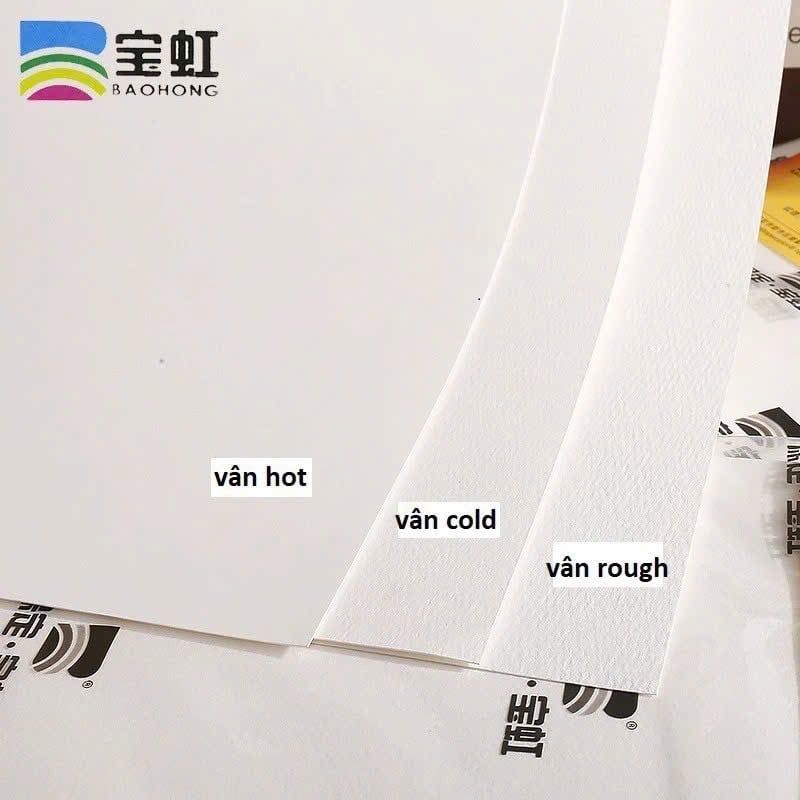 Giấy BAOHONG vẽ màu nước 100% cotton 200g khổ thiếu (tờ lẻ)