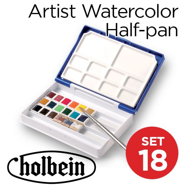 MÀU NƯỚC HOLBEIN ARTIST, THẺ HALF-PAN 18 màu 
