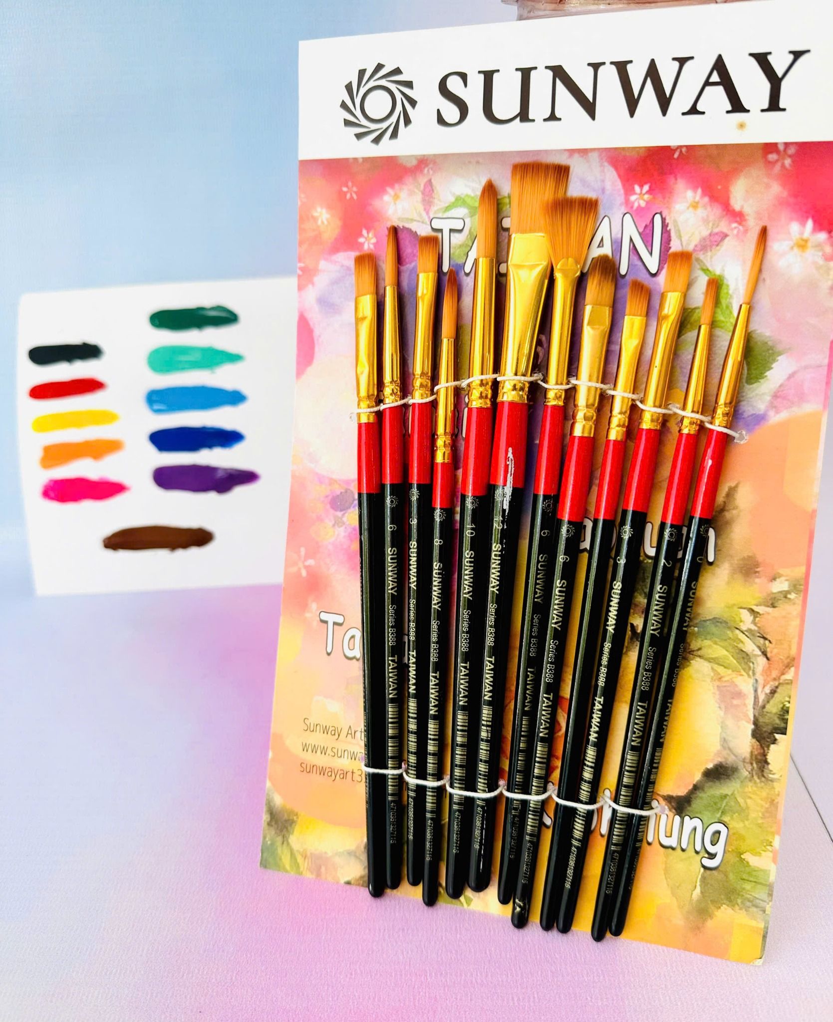 Cọ bộ SUNWAY  11 cây thân đỏ đen lông tổng hợp B388-11 cây