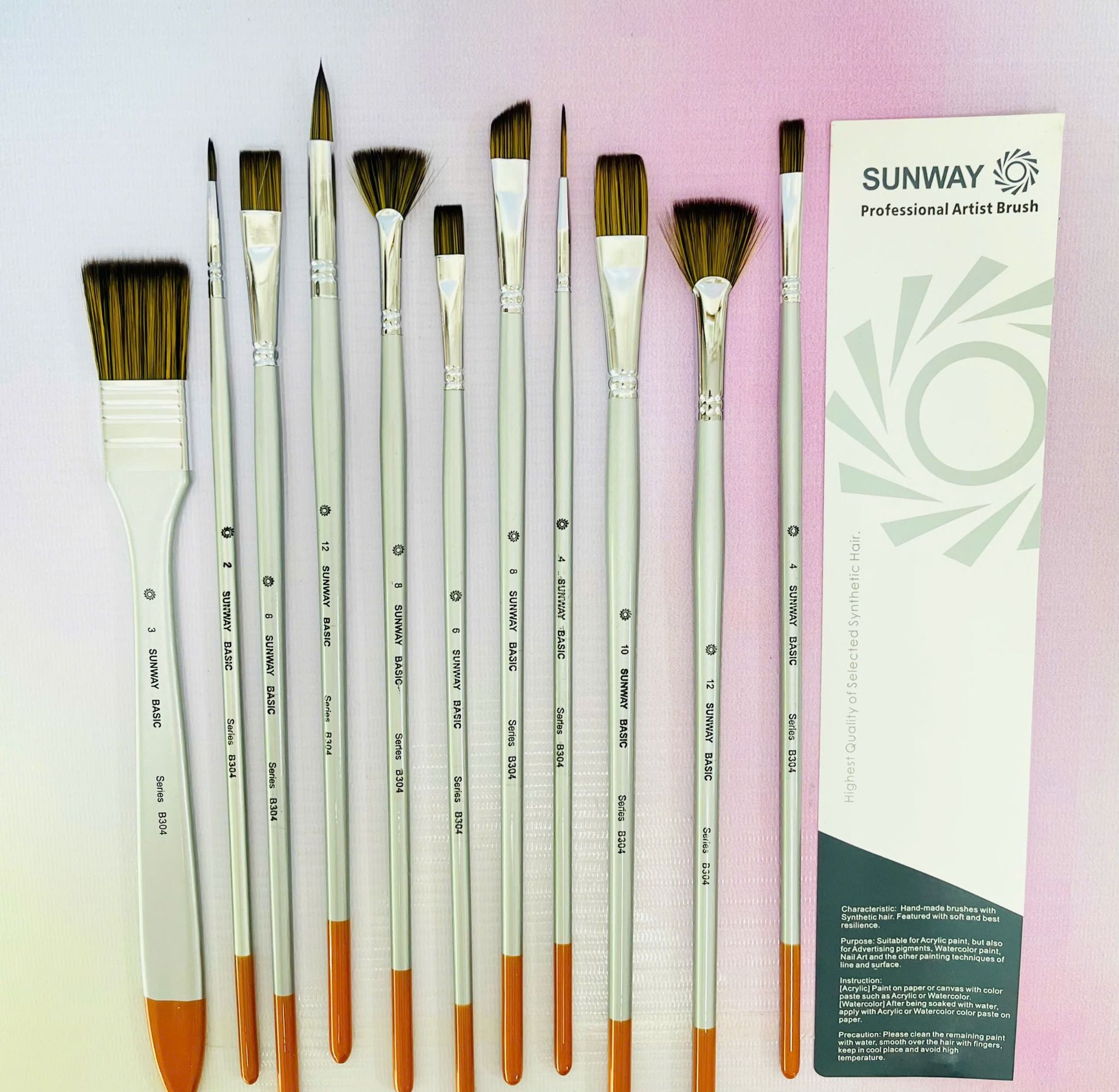 Cọ bộ SUNWAY 11 cây thân bạc lông tổng hợp B304-11 cây