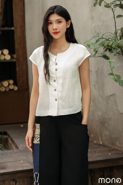 Quần suông can chắp - Đen