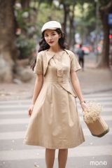 VÁY LINEN NUBE CHẠY CHỈ - CAMEL