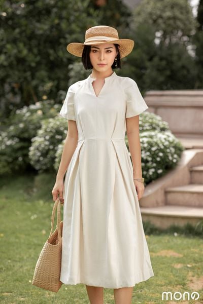 Váy linen xếp ly tay - Be