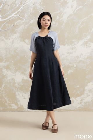 Váy linen yếm KOVA - Navy