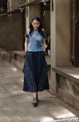 Áo kiểu đột tay - Navy