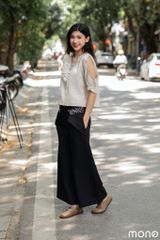 Quần dài ống suông túi nổi - Đen