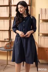 Váy nhung tay lỡ đan vai - Navy