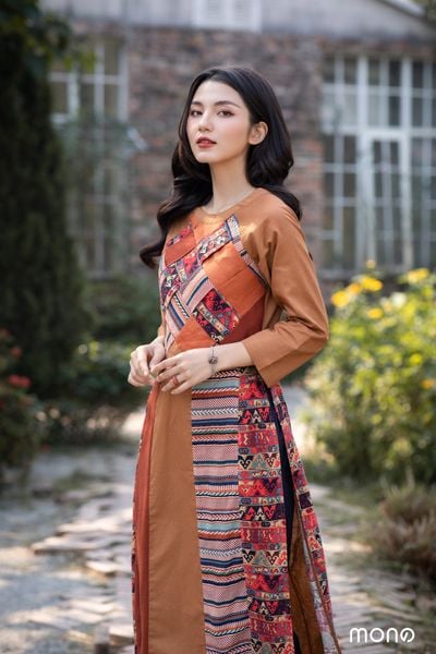 Áo dài linen DANON - Cam